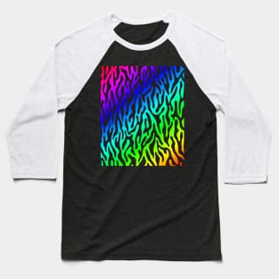 Psychedelic Black Tiger Design Baseball T-Shirt